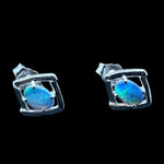 14ct White Gold Solid Opal Earrings (se813)