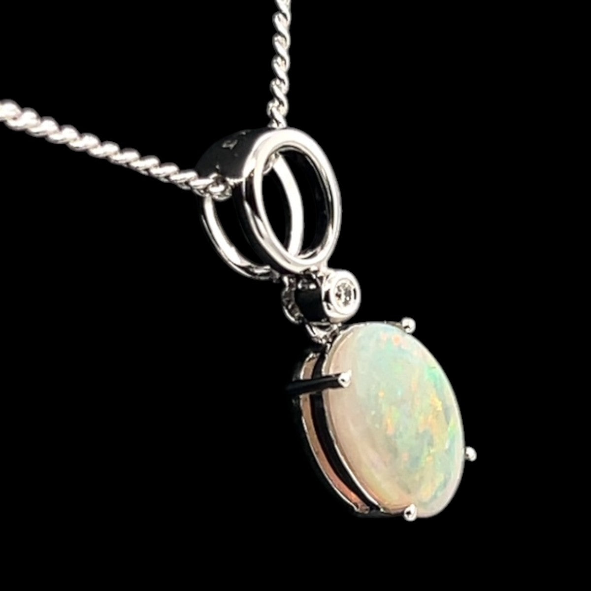14ct White Gold Solid Opal  Pendant (sp602)