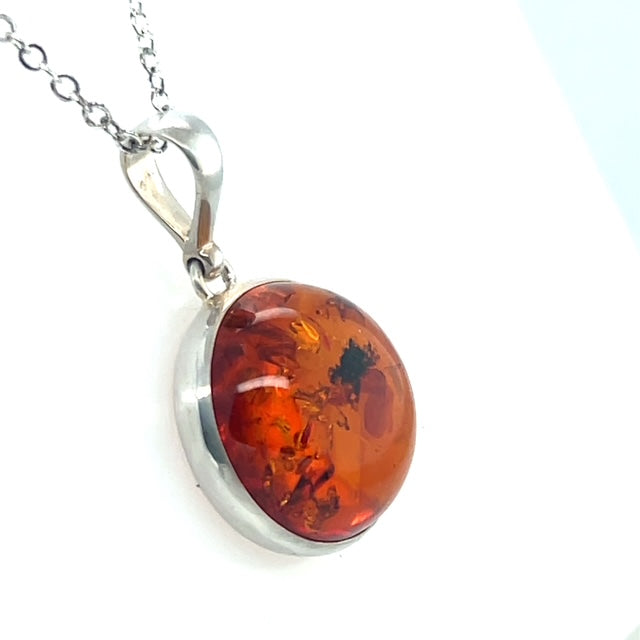 Sterling Silver Amber Pendant (ambp34)