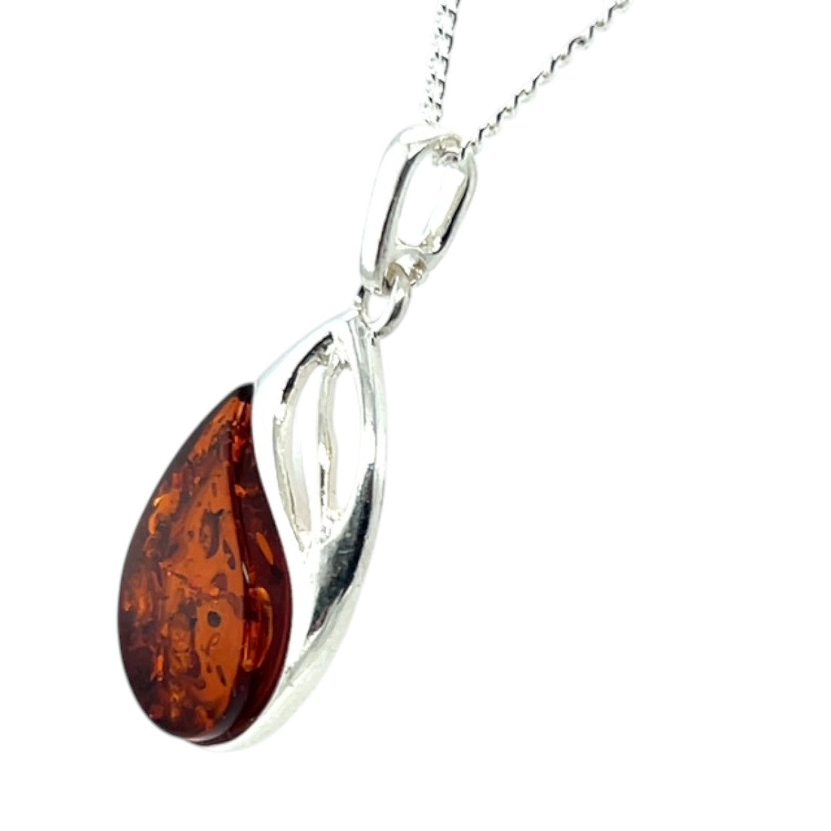 Sterling Silver Amber Pendant (ambp407)