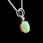 14ct White Gold Solid Opal  Pendant (sp602)