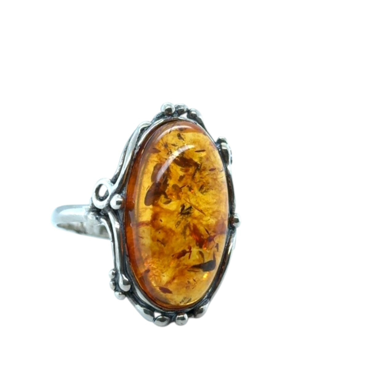 Sterling Silver Amber Ring (ambr180)