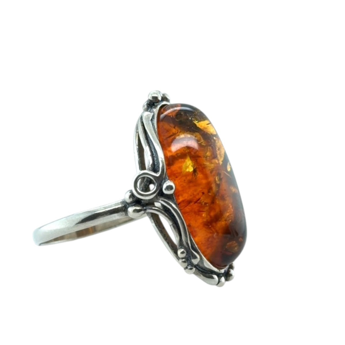 Sterling Silver Amber Ring (ambr180)