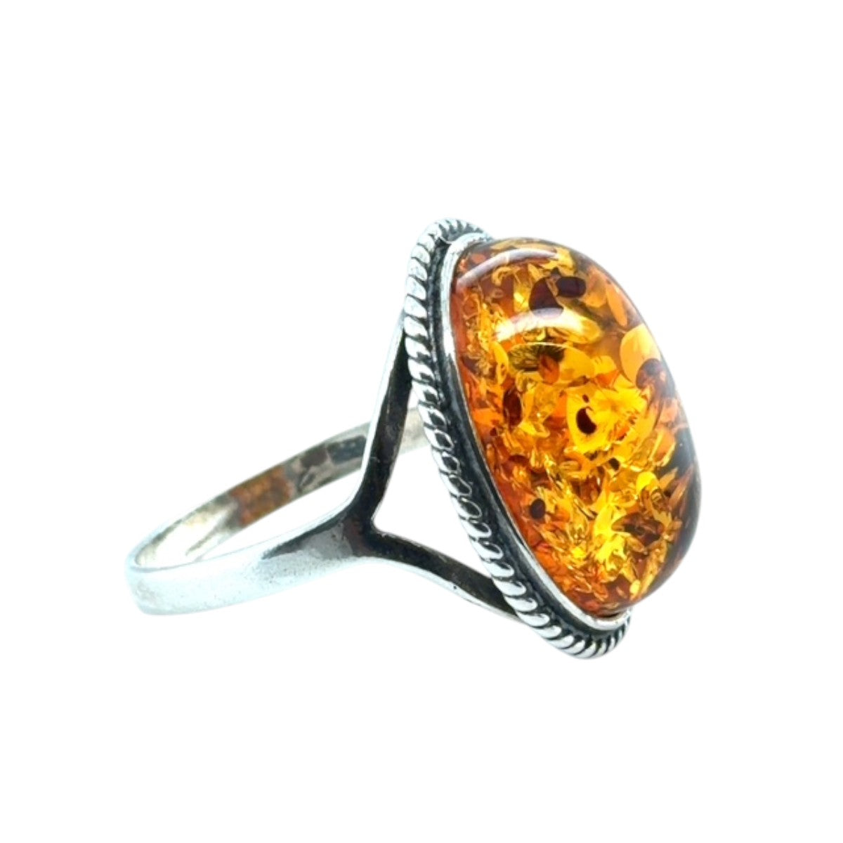 Sterling Silver Amber Ring (ambr184)