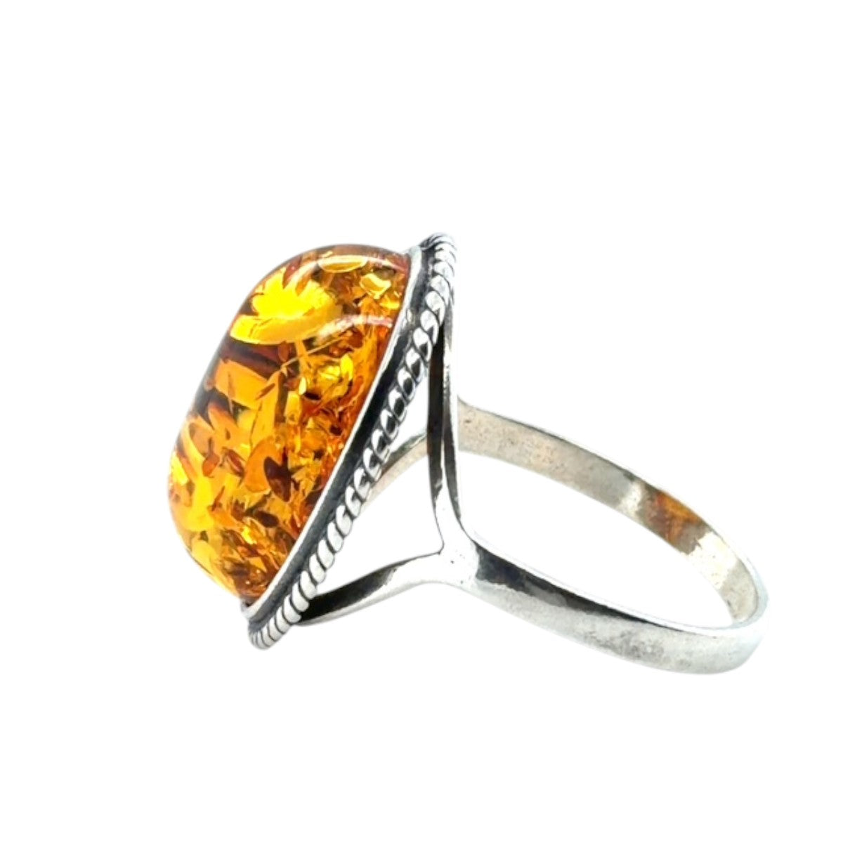 Sterling Silver Amber Ring (ambr184)