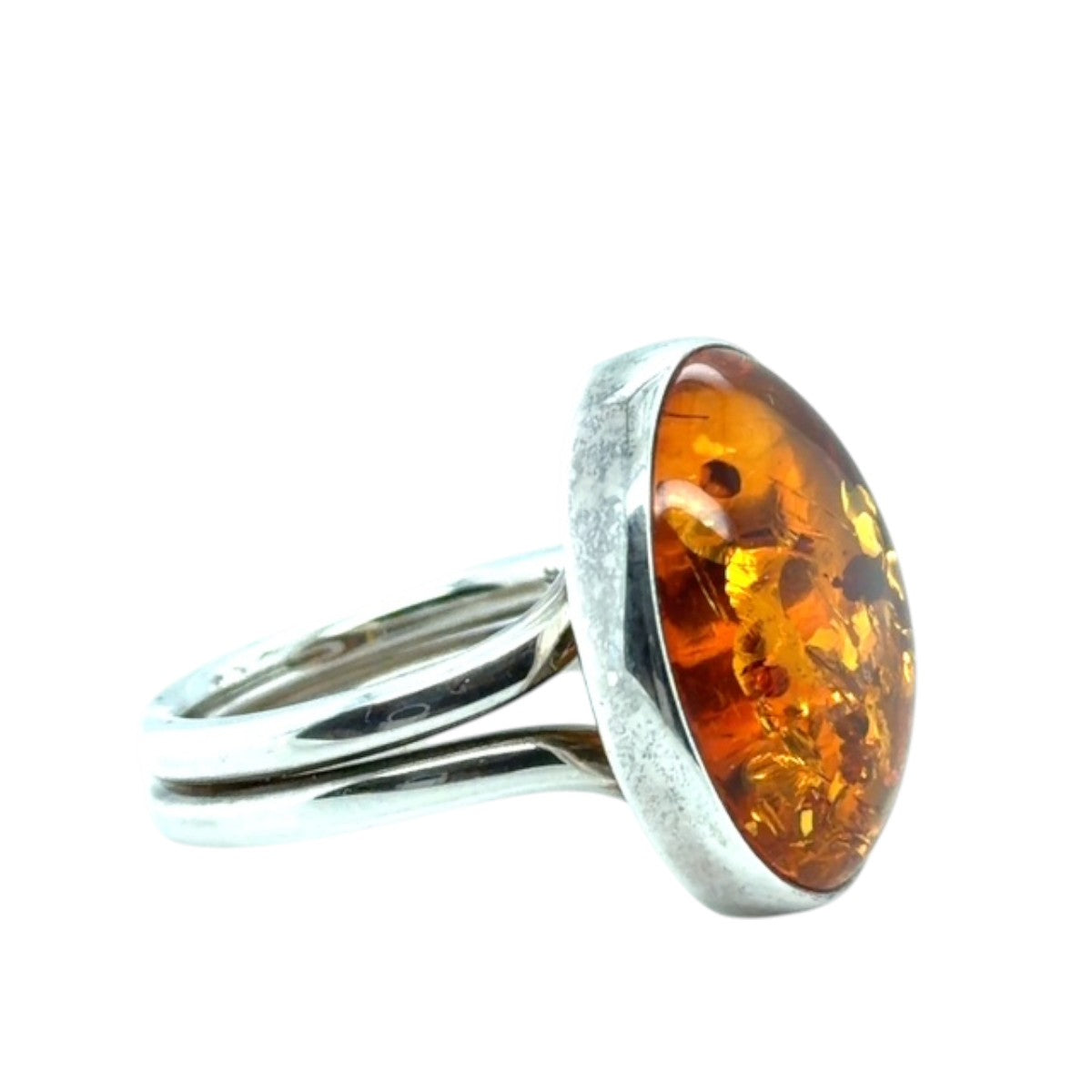 Sterling Silver Amber Ring (ambr186)