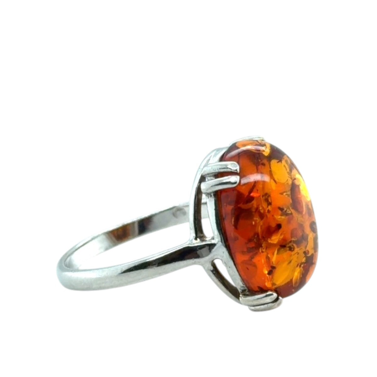Sterling Silver Amber Ring (ambr189)