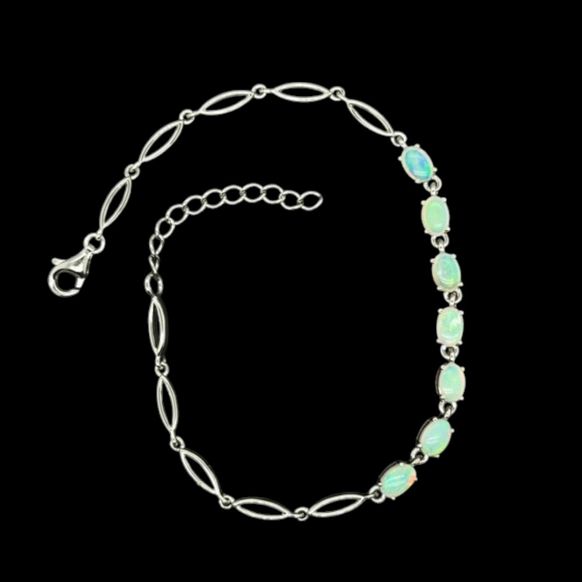 Sterling Silver Solid Opal Bracelet (ssbra93)