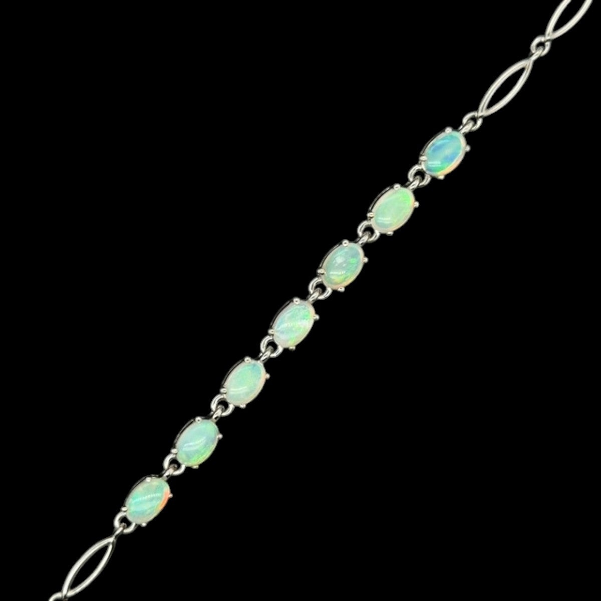 Sterling Silver Solid Opal Bracelet (ssbra93)