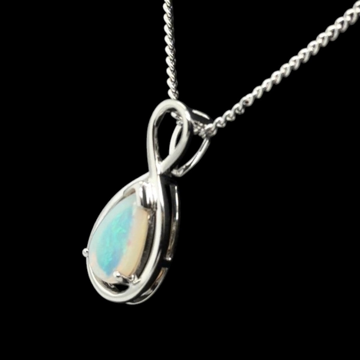 9ct White Gold Solid Opal Pendant (sp594)