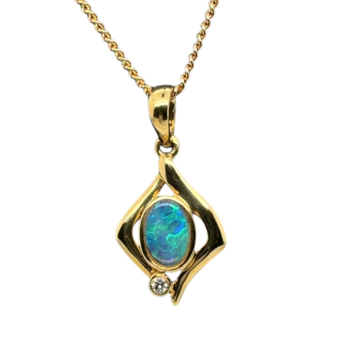 18ct Gold Solid Opal Pendant (sp1051)