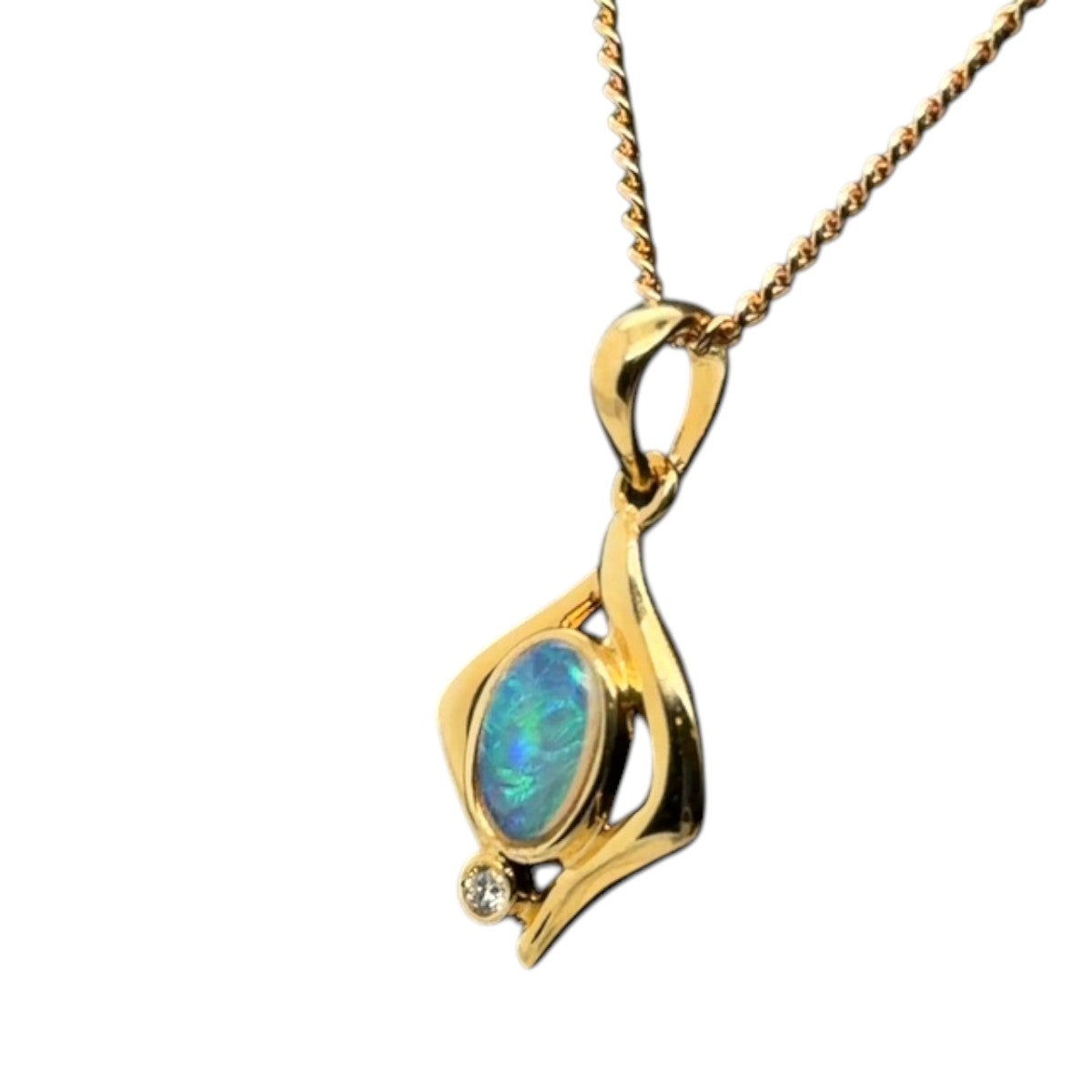 18ct Gold Solid Opal Pendant (sp1051)