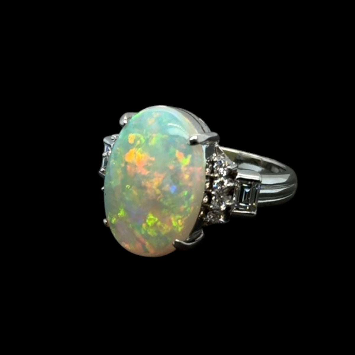 Platinum Solid Opal Ring (sr117)