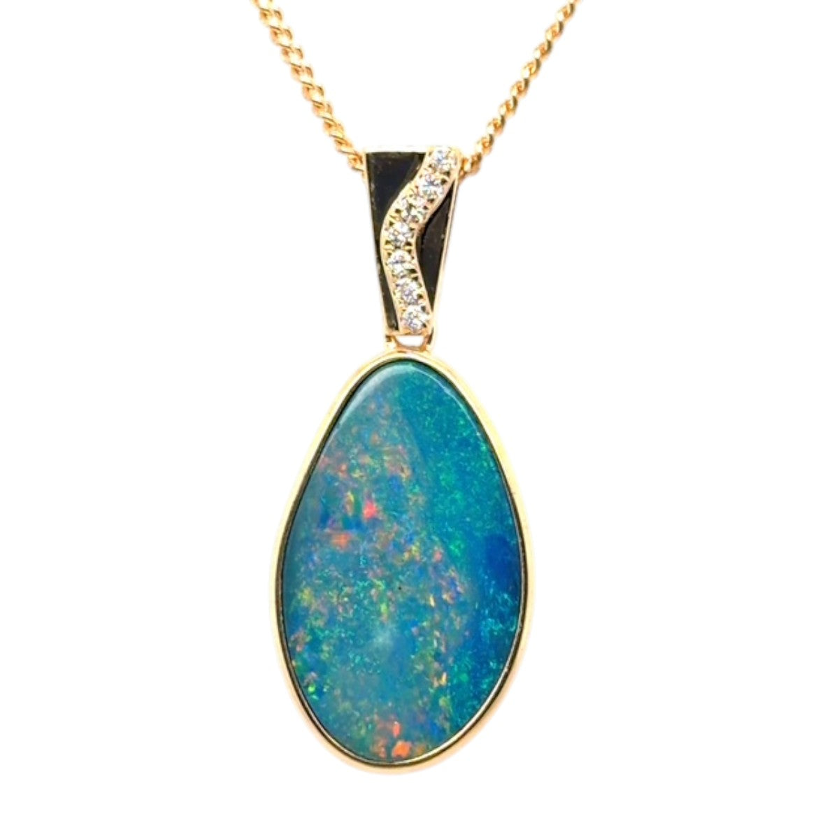 14ct Gold Doublet Opal Pendant (dp205)