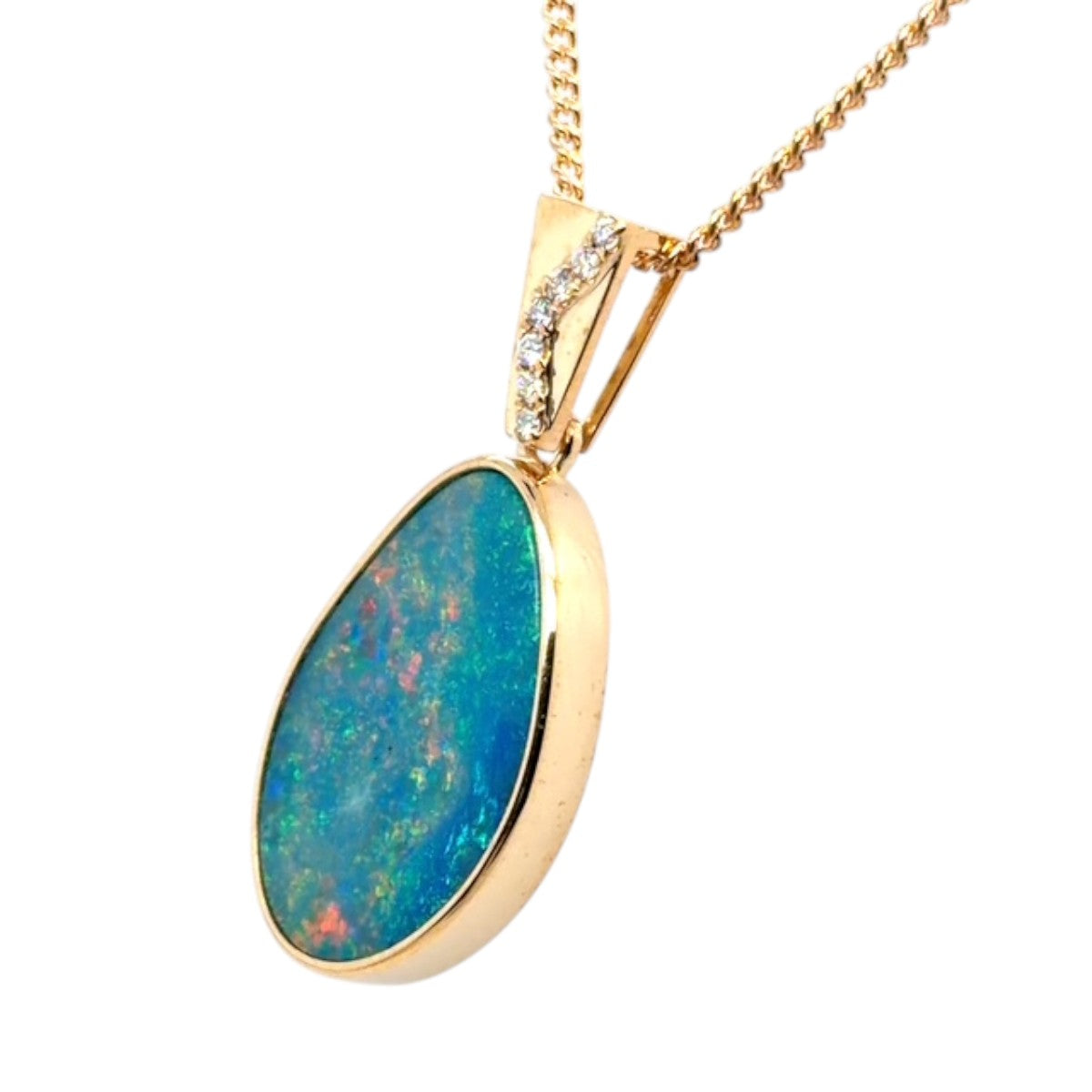14ct Gold Doublet Opal Pendant (dp205)