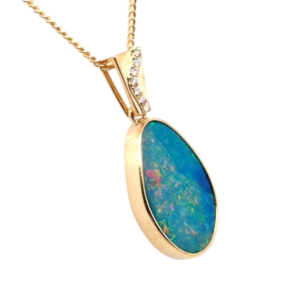 14ct Gold Doublet Opal Pendant (dp205)