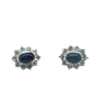 Sterling Silver Triplet Opal Earrings Surrounded by Crystals (sste1089)