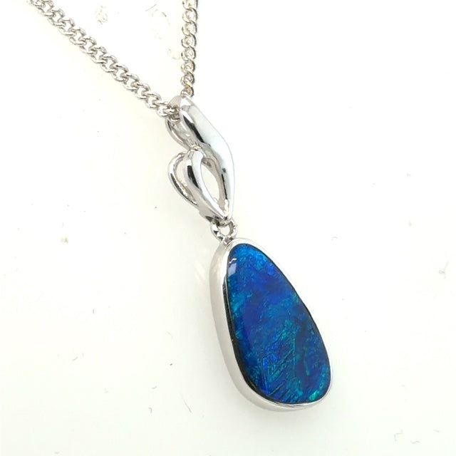 14ct White Gold Doublet Opal Pendant (dp823)