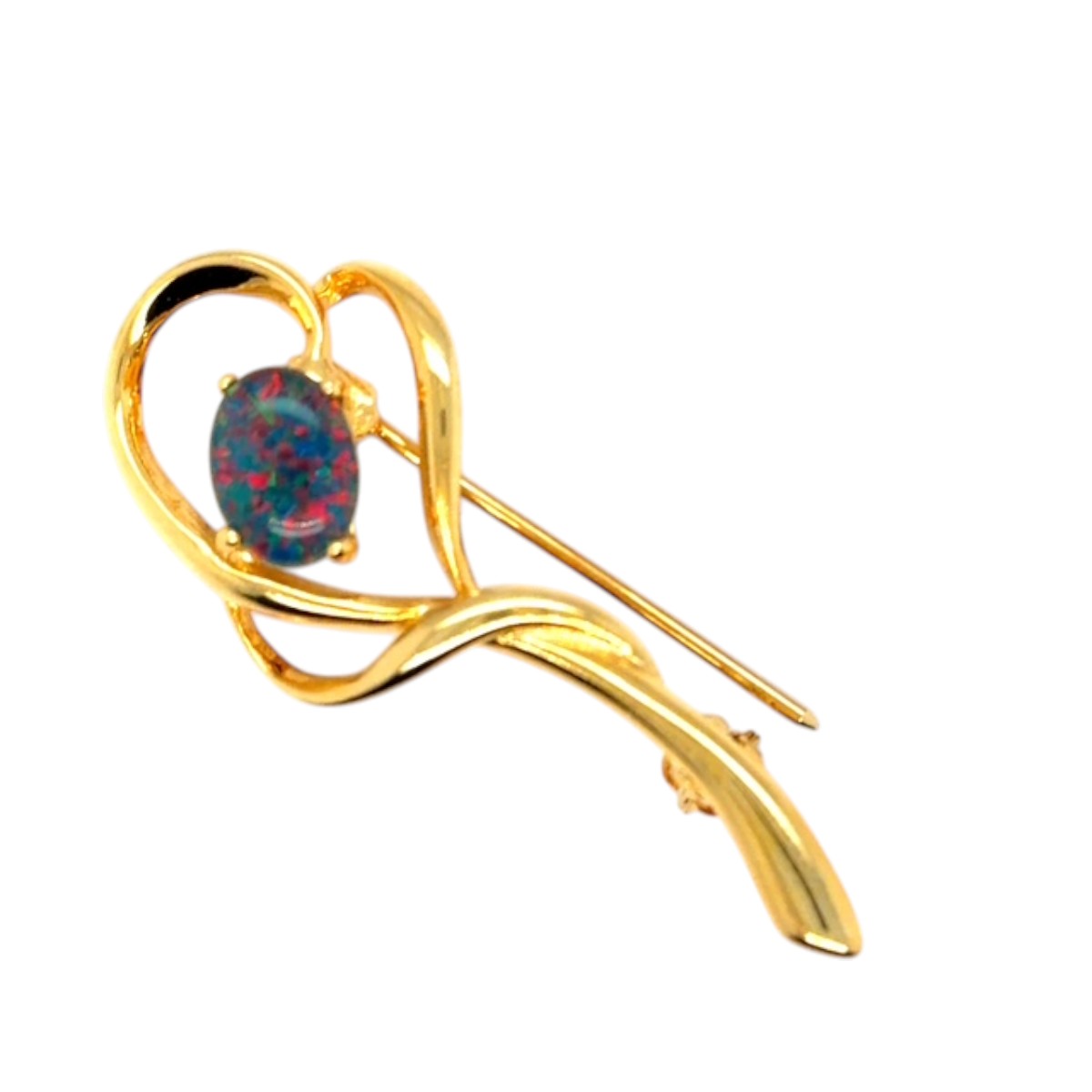 Gold Plated Triplet Opal Brooch (gptbro352)