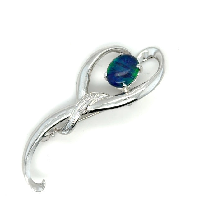 Sterling Silver Triplet Opal Brooch (sstbro355)