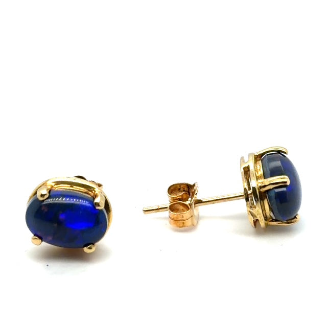 18ct Gold Black Opal Earrings (blkear64)