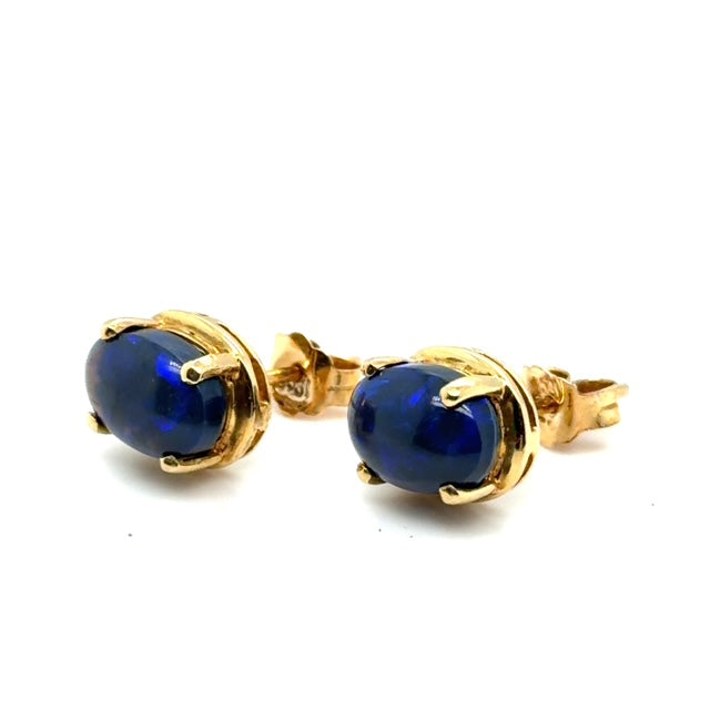 18ct Gold Black Opal Earrings (blkear64)