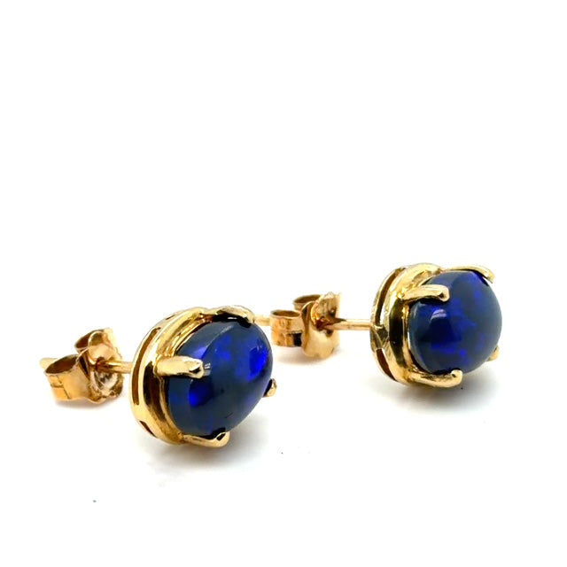 18ct Gold Black Opal Earrings (blkear64)