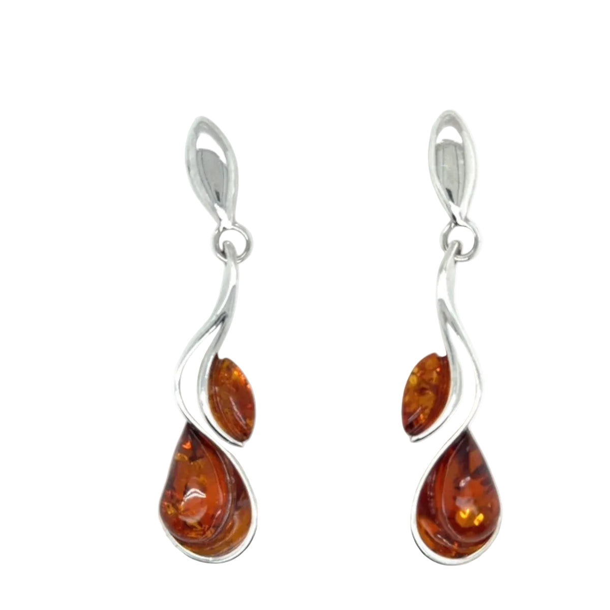 Sterling Silver Amber Earrings (amear135)