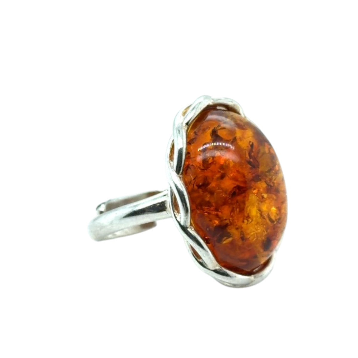 Sterling Silver Amber Ring (ambr201)