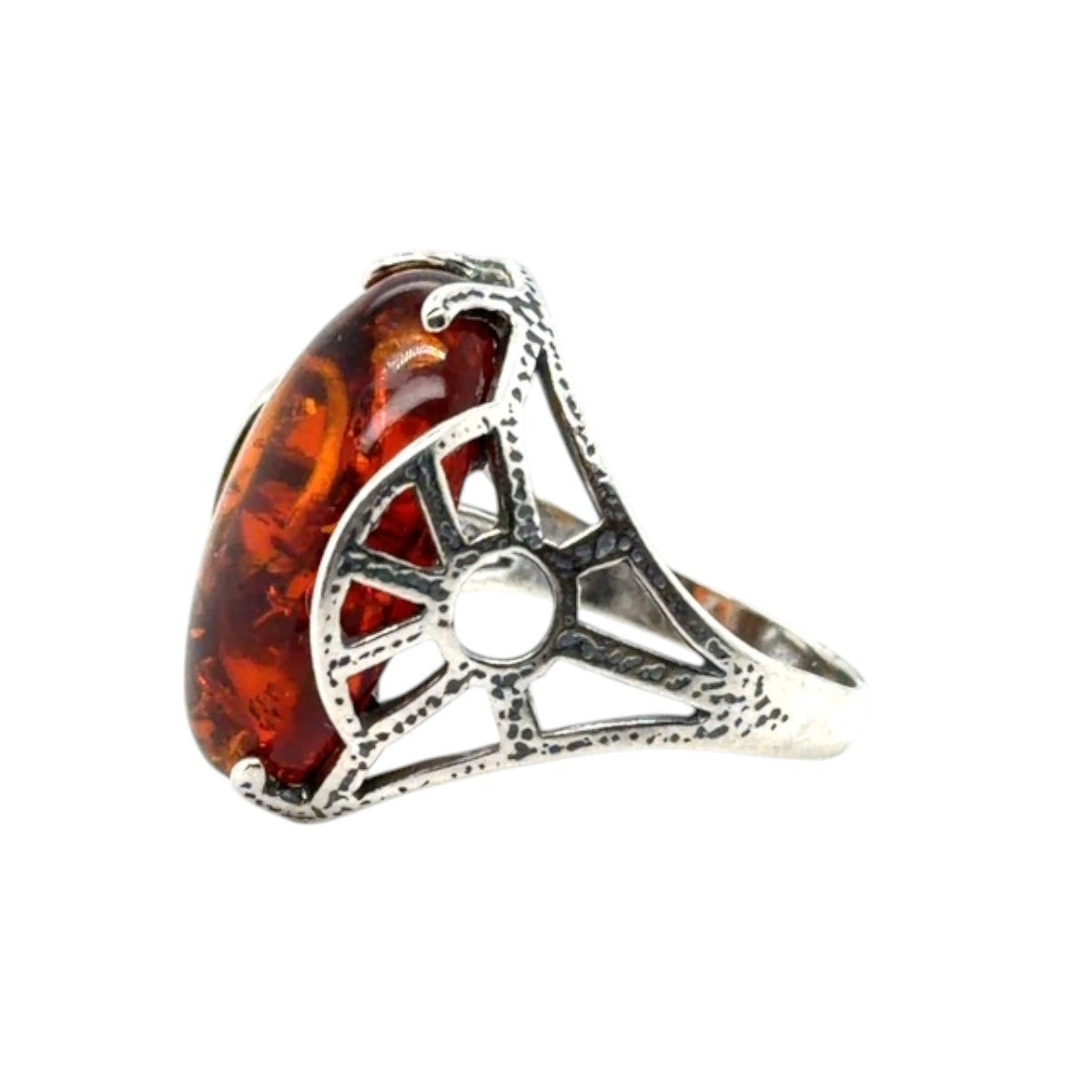 Sterling Silver Amber Ring (ambr276)