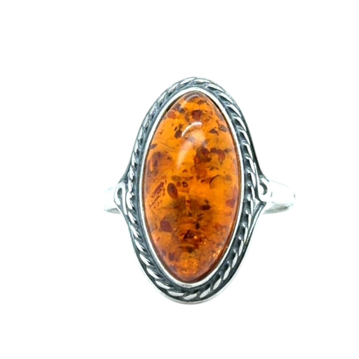 Sterling Silver Amber Ring (ambr271)