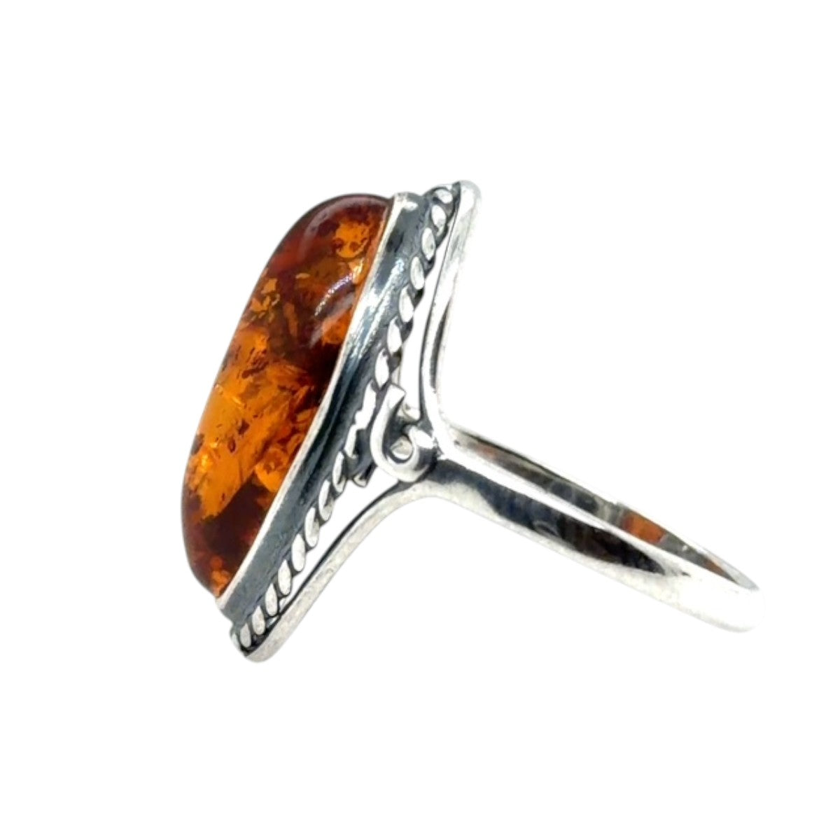 Sterling Silver Amber Ring (ambr271)