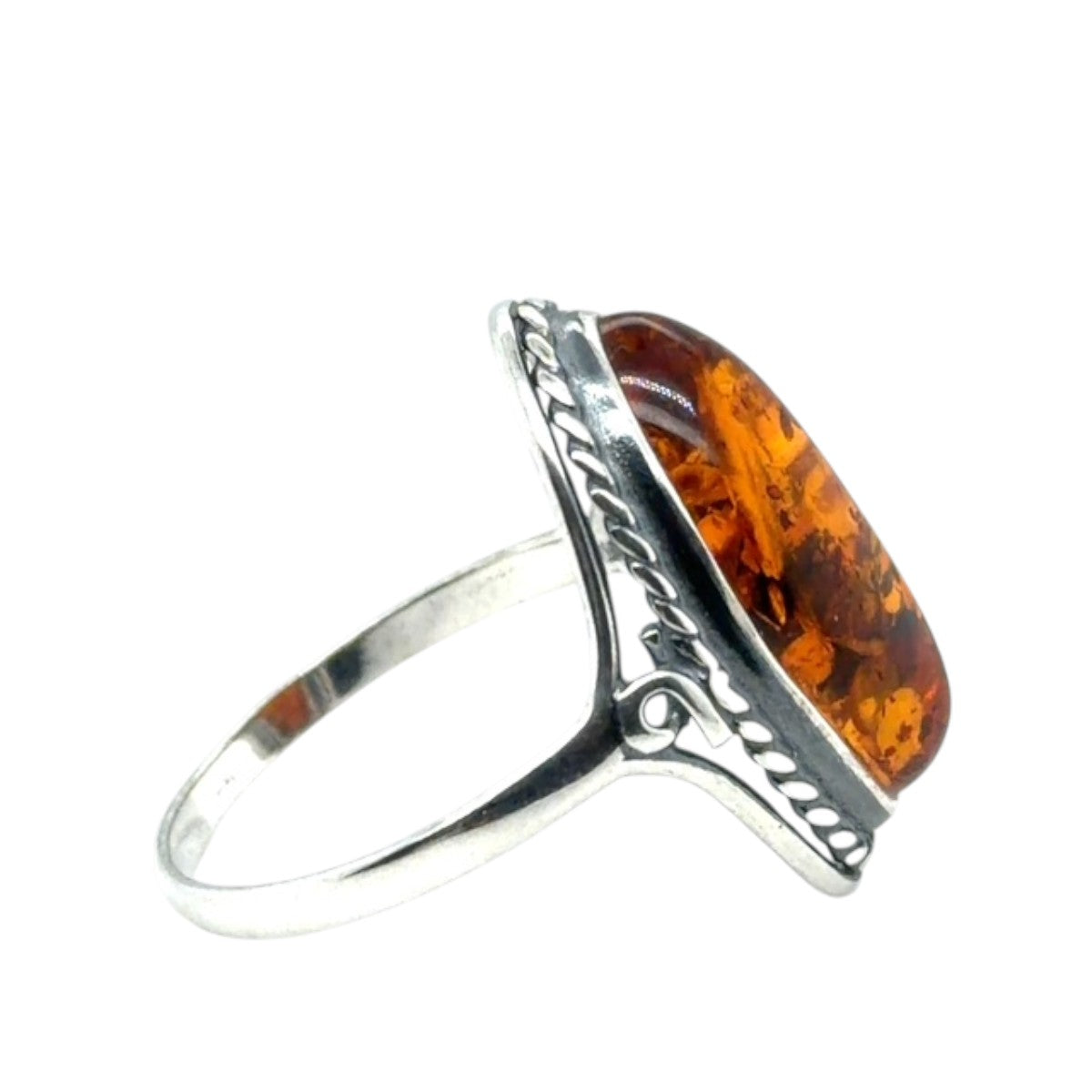 Sterling Silver Amber Ring (ambr271)