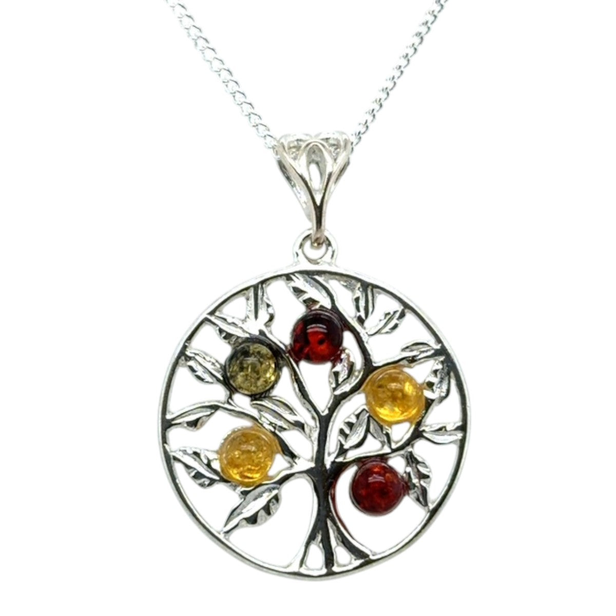 Sterling Silver Amber Tree Pendant (sap2025)