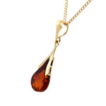 9ct Gold Amber Pendant (ambp302)