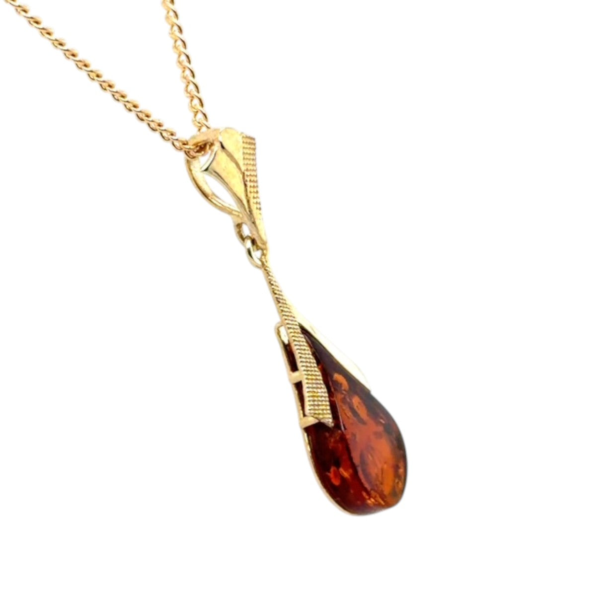 9ct Gold Amber Pendant (ambp302)