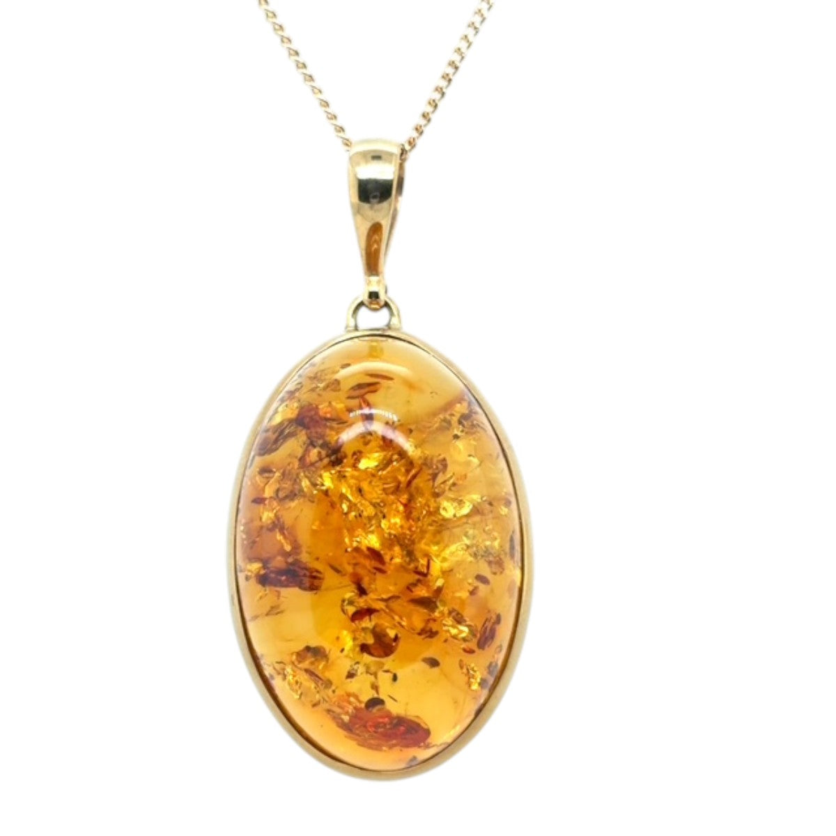 9ct Gold Amber Pendant (ambp303)