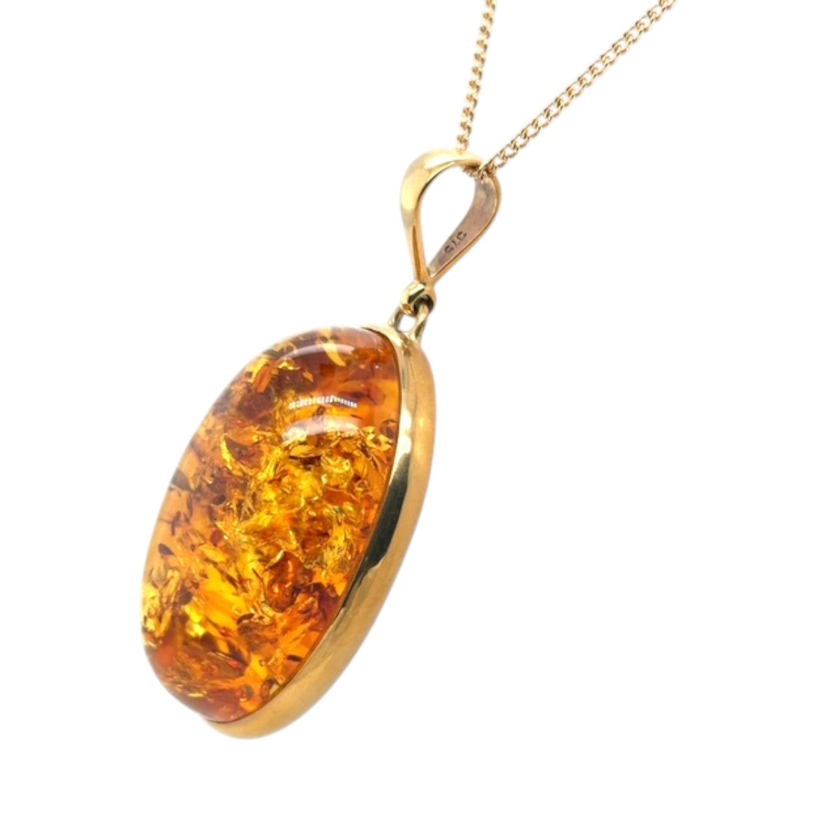 9ct Gold Amber Pendant (ambp303)