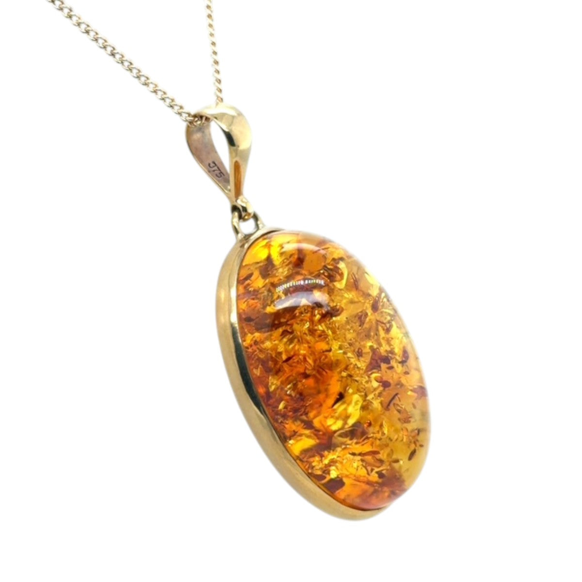 9ct Gold Amber Pendant (ambp303)