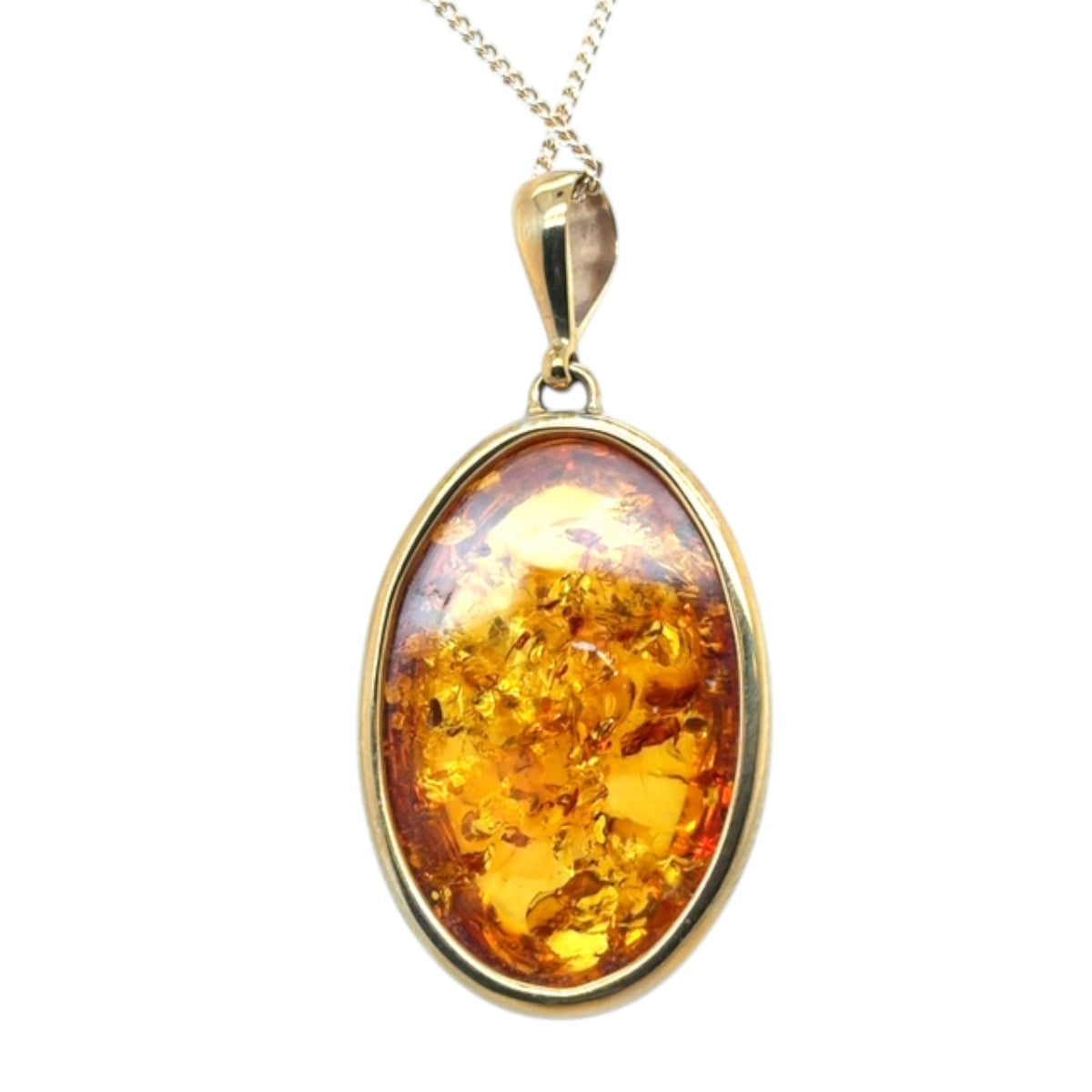 9ct Gold Amber Pendant (ambp303)