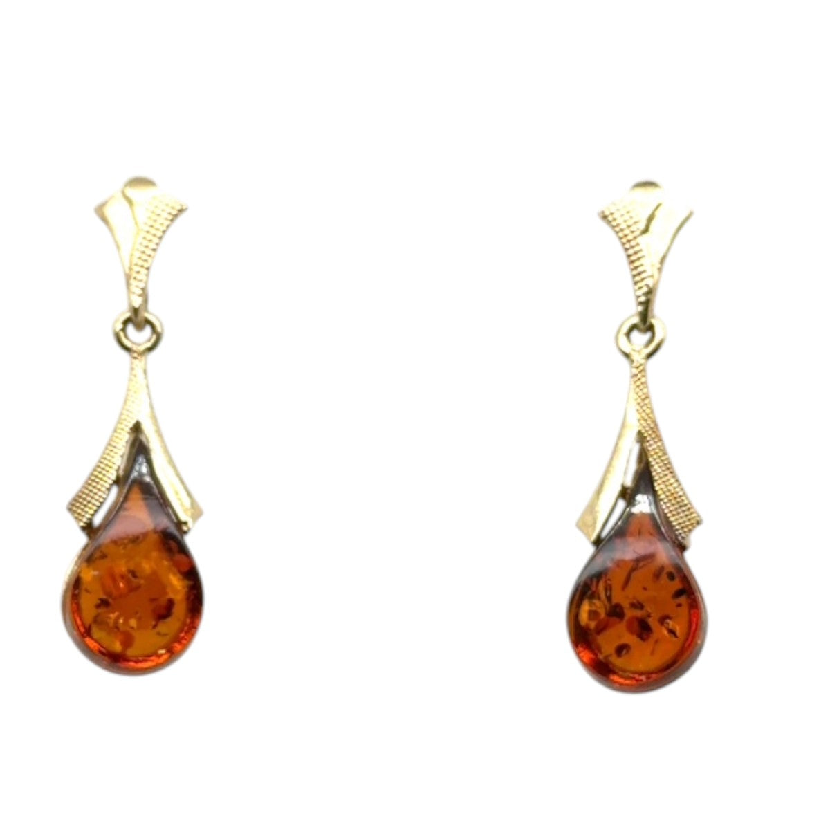 9ct Gold Amber Earrings (ambe98)