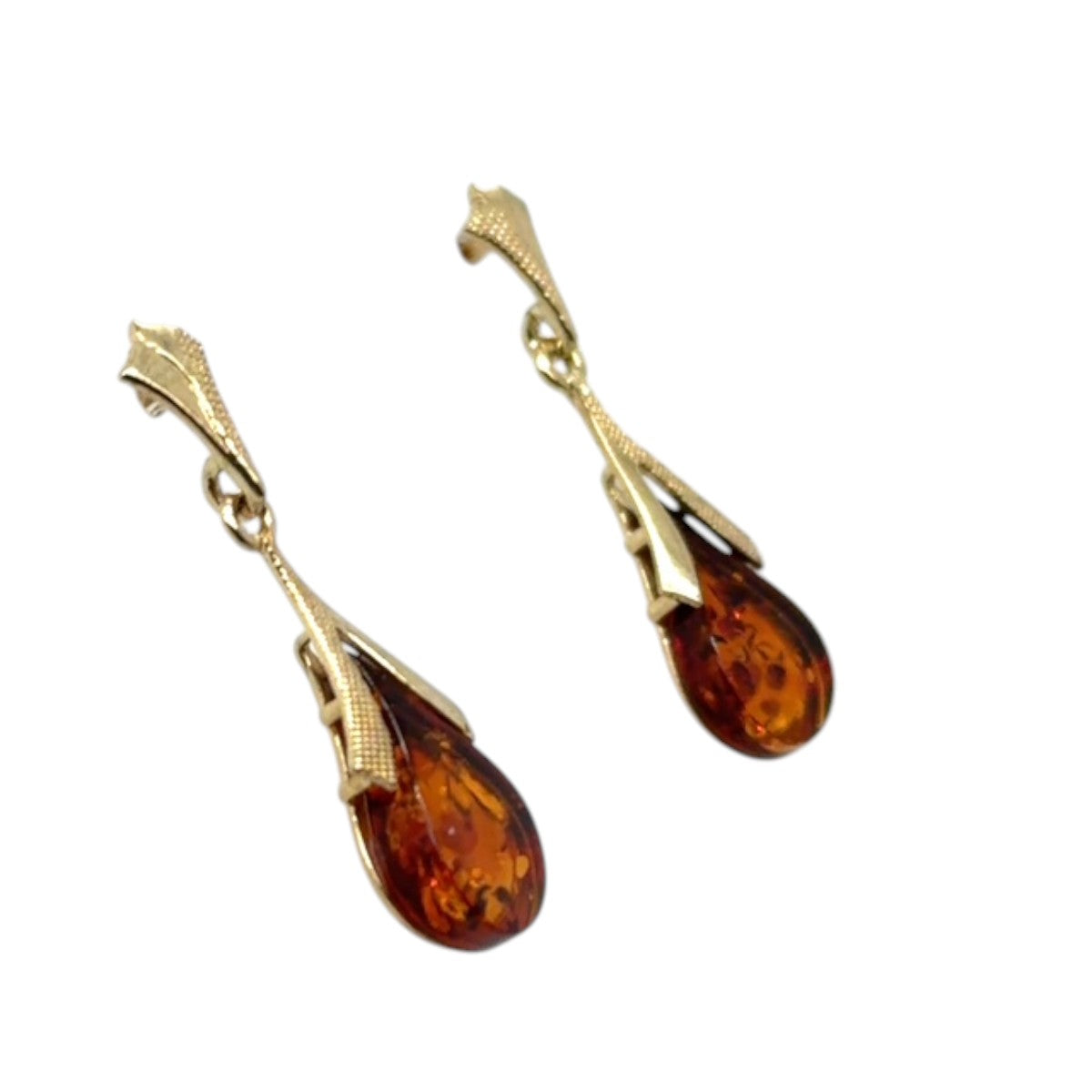 9ct Gold Amber Earrings (ambe98)