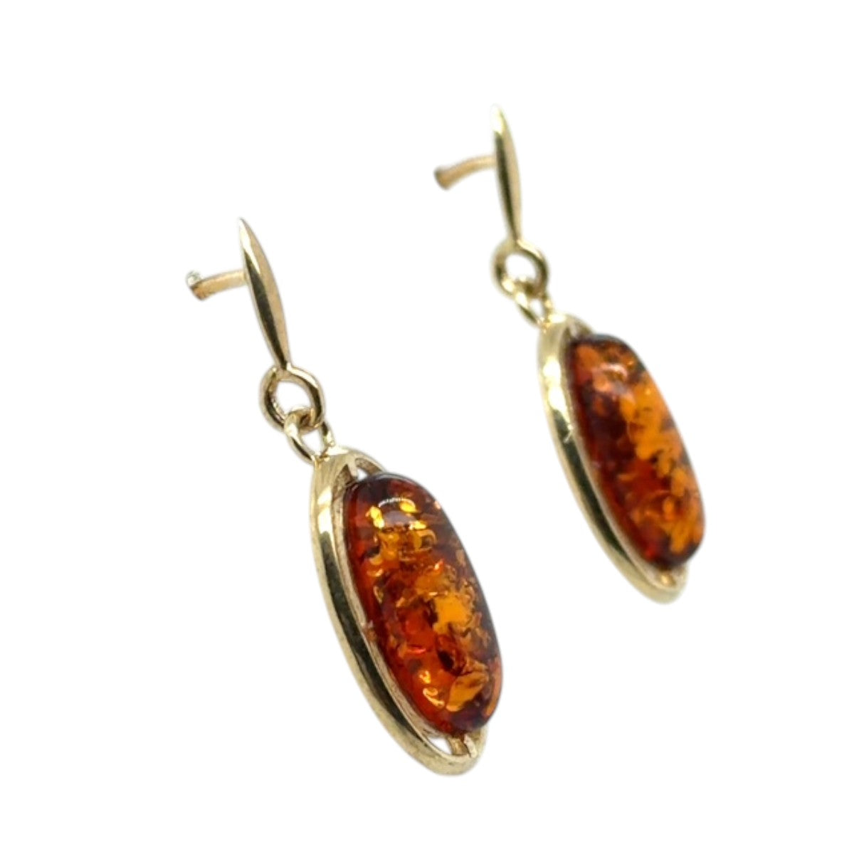 9ct Gold Amber Earrings (ambe99)