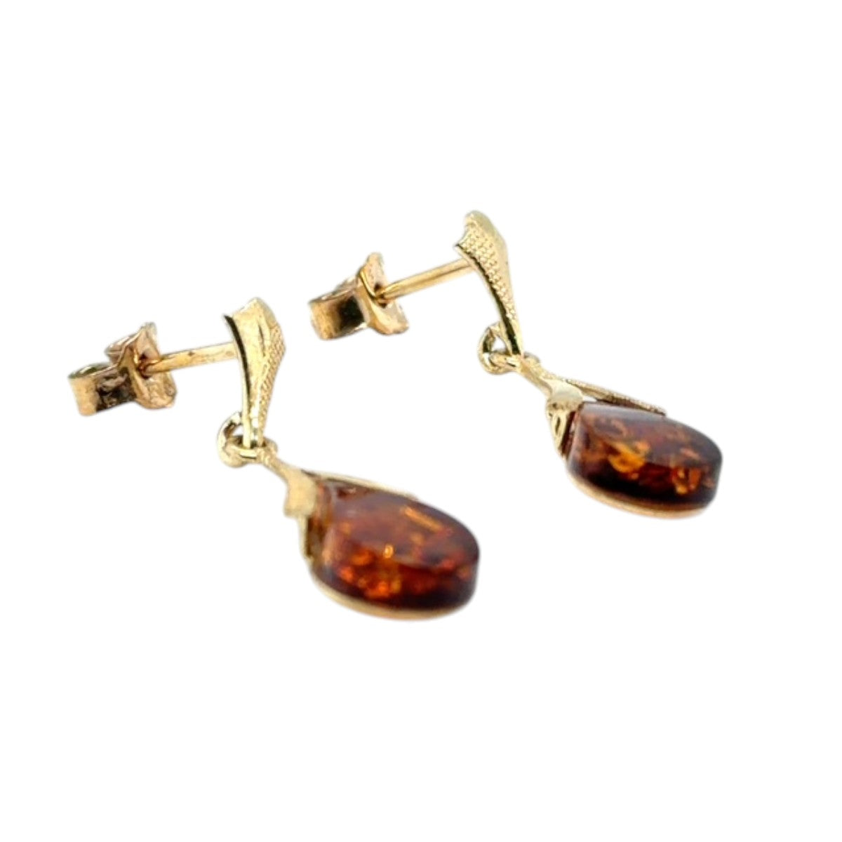 9ct Gold Amber Earrings (ambe98)