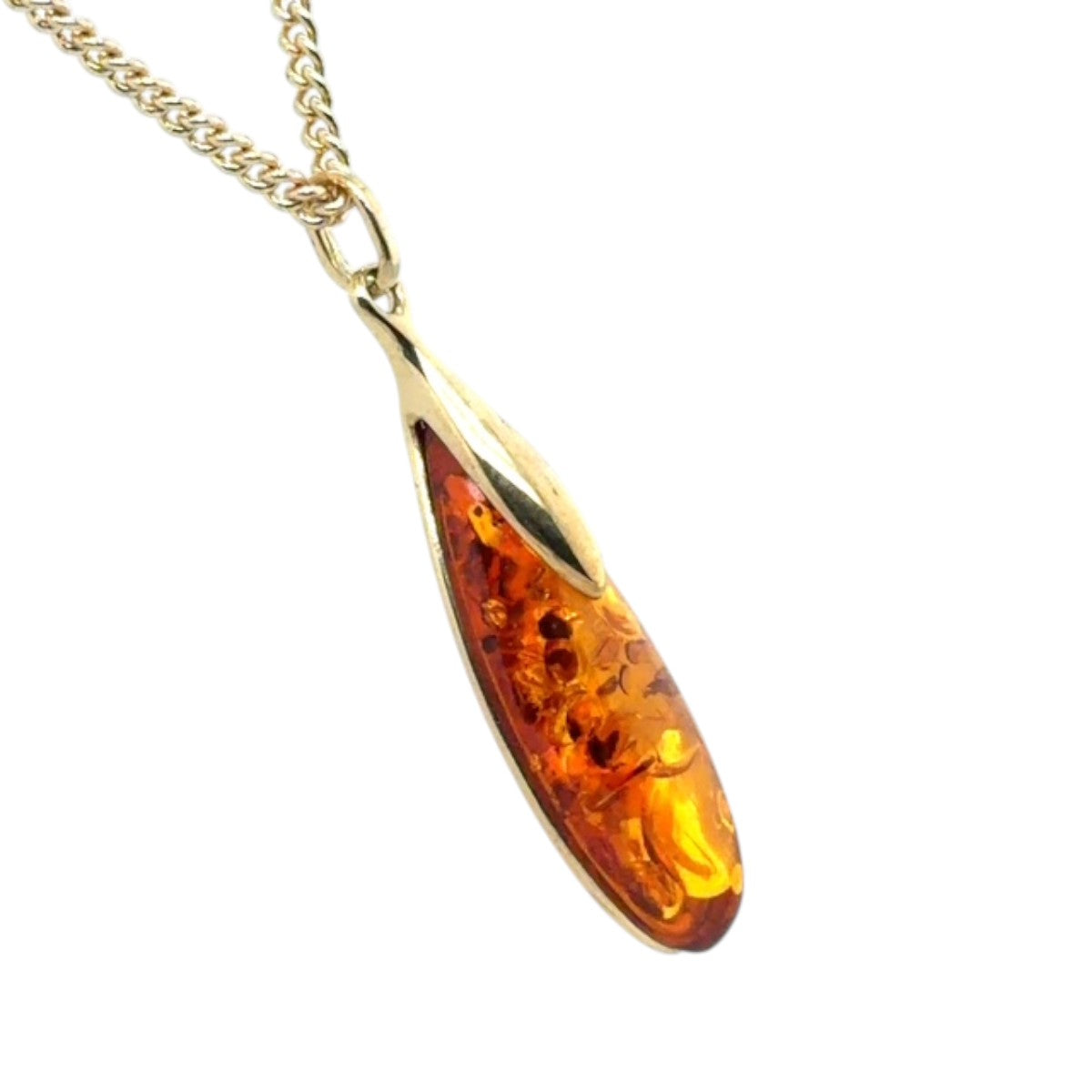 9ct Gold Amber Pendant (ambp304)