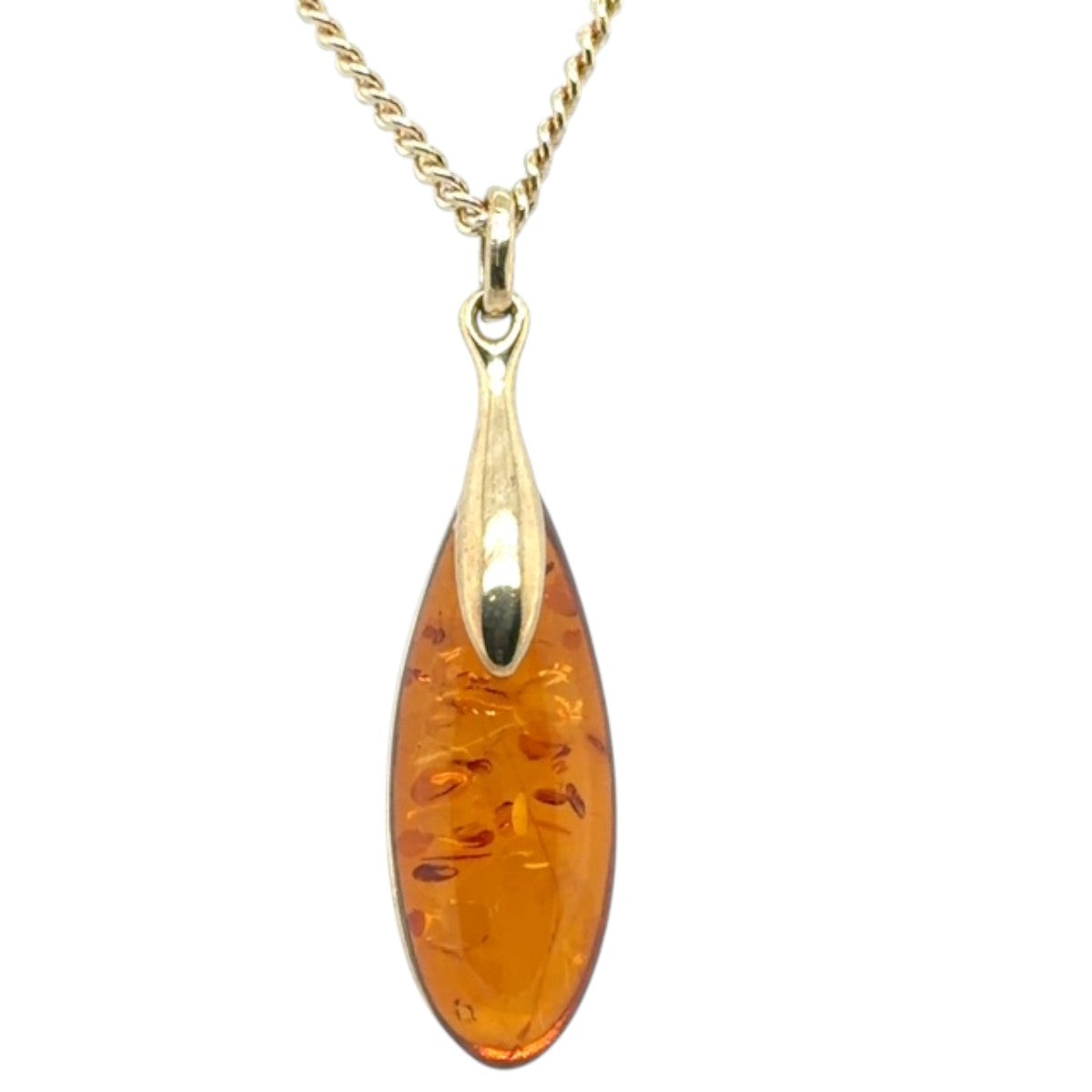 9ct Gold Amber Pendant (ambp304)