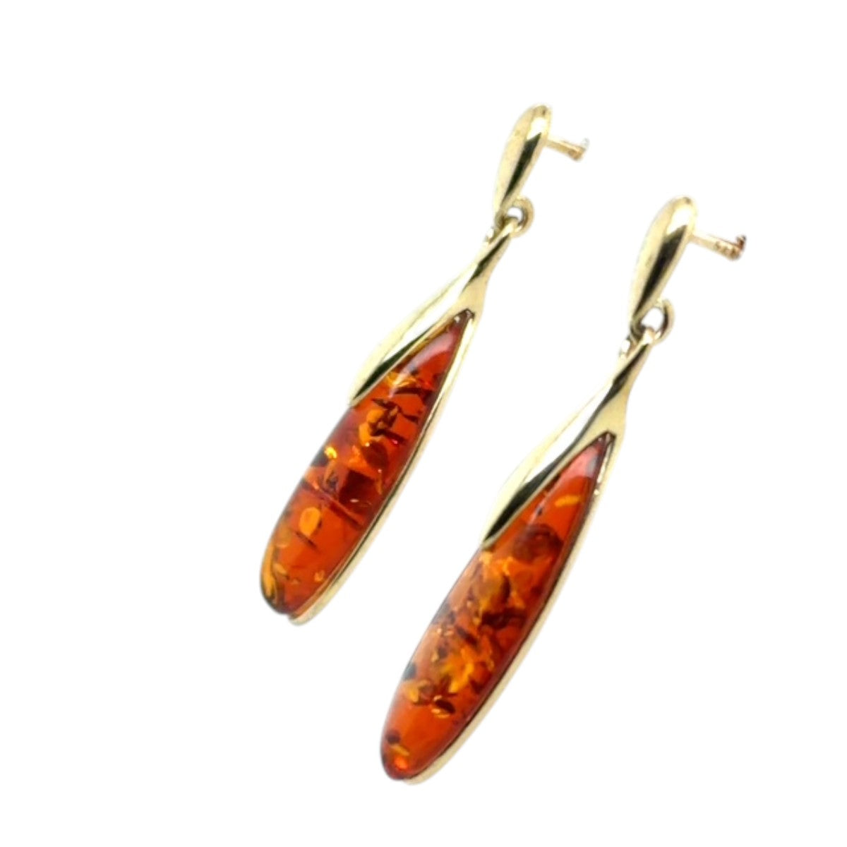 9ct Gold Amber Earrings (ambe97)