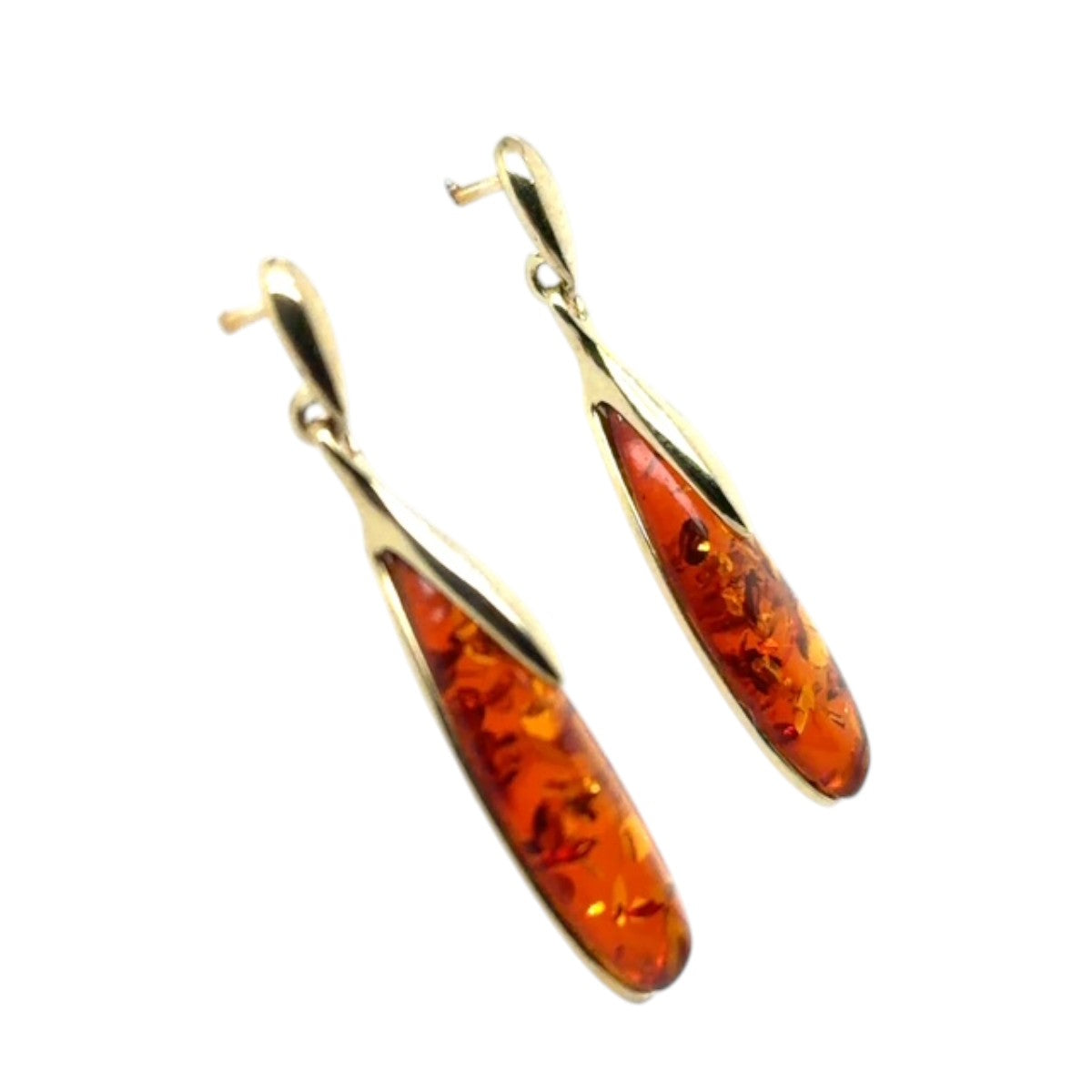 9ct Gold Amber Earrings (ambe97)