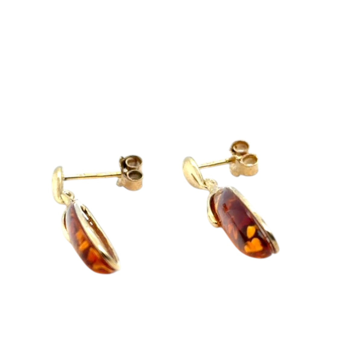 9ct Gold Amber Earrings (ambe97)