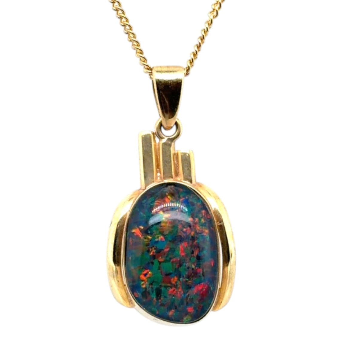 14ct Gold Triplet Opal Pendant (tp906)